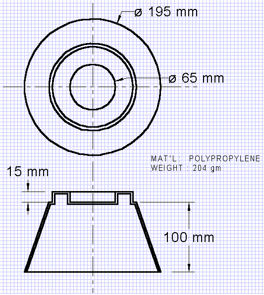 dimensioned skecth of 100mm bed raiser